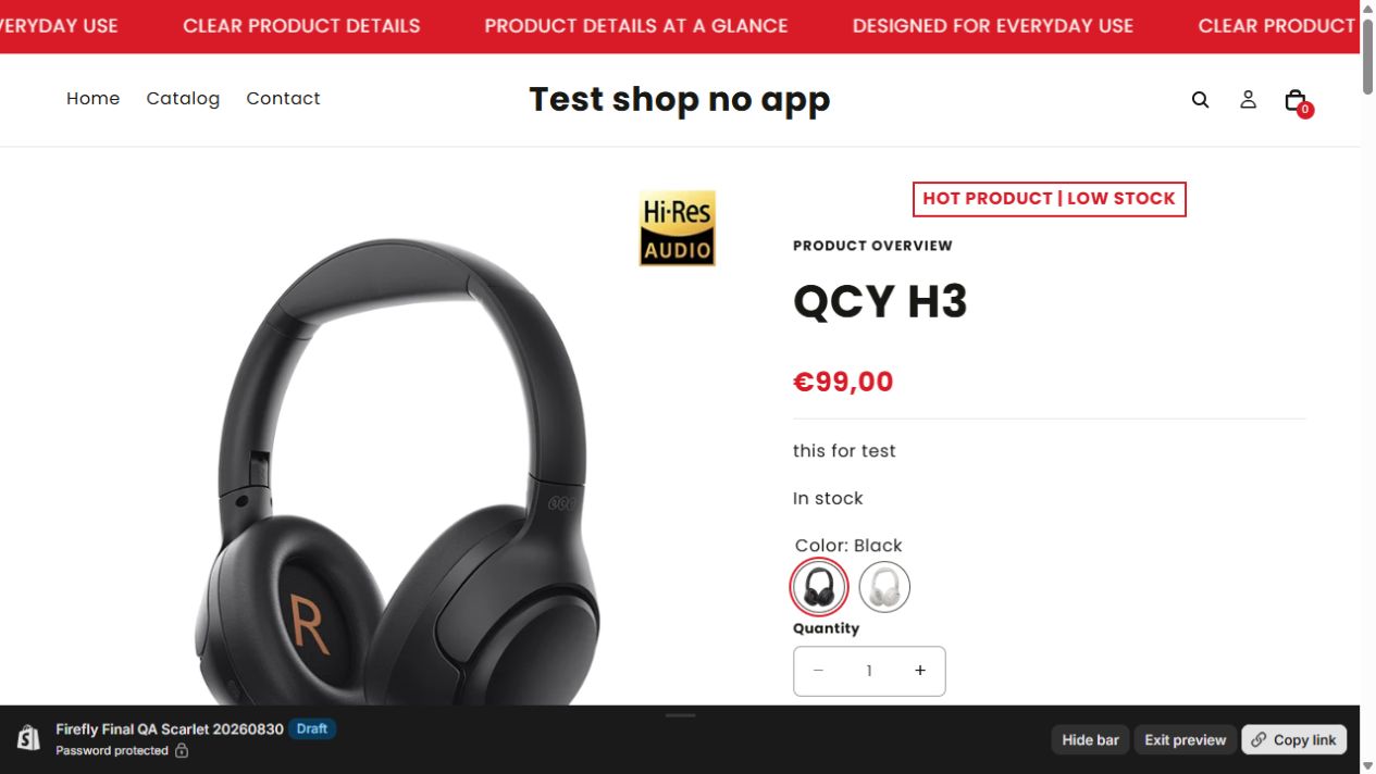 QCY H3 product page showing the Black variant media group
